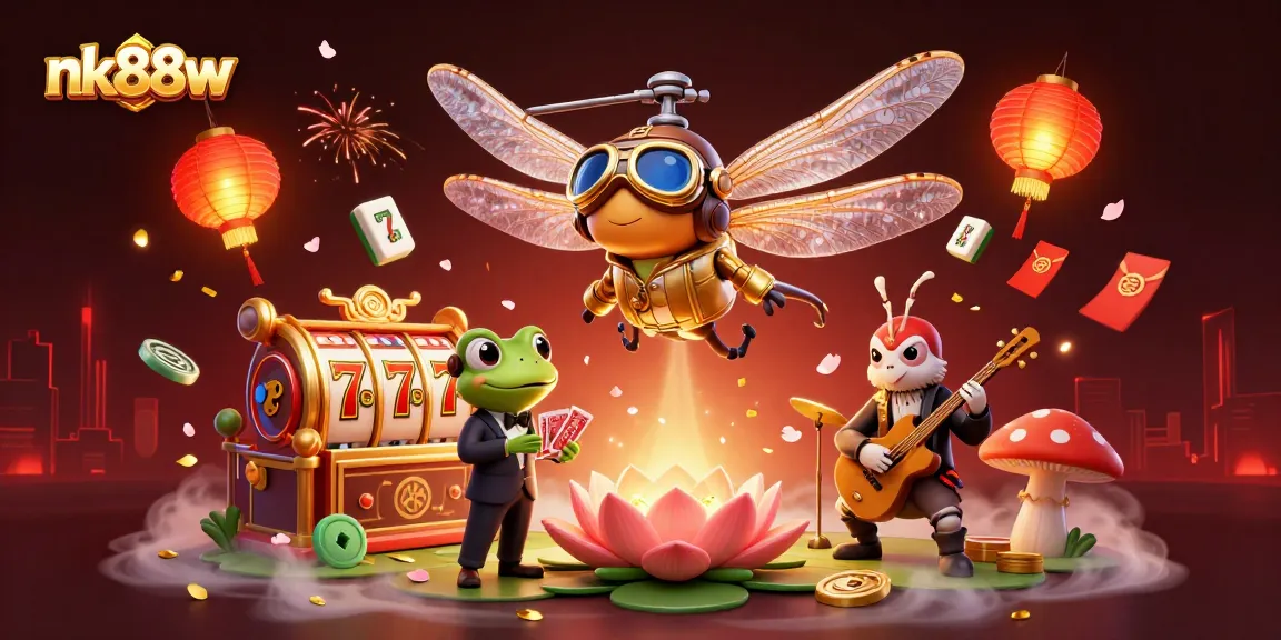 Experience vibrant thrills at nk88w with an animated dragonfly pilot and lively Frog croupier.