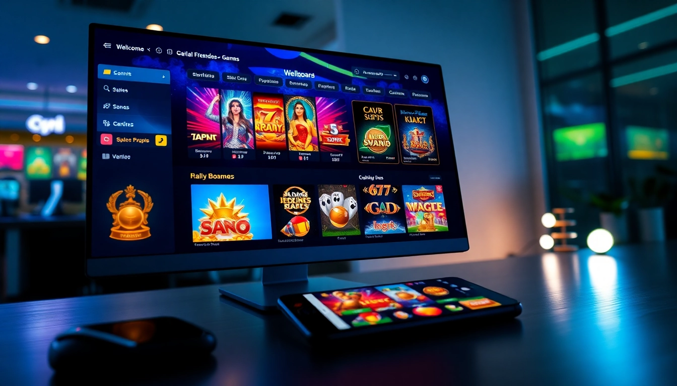 A vibrant online gambling platform interface with slot games highlighted, showcasing the benefits of aman788.