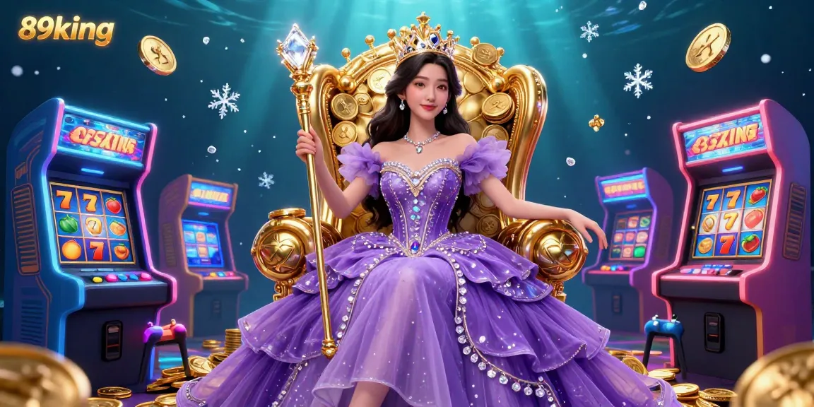 Spin the reels and win big with 89king in this vibrant, casino-themed illustration.