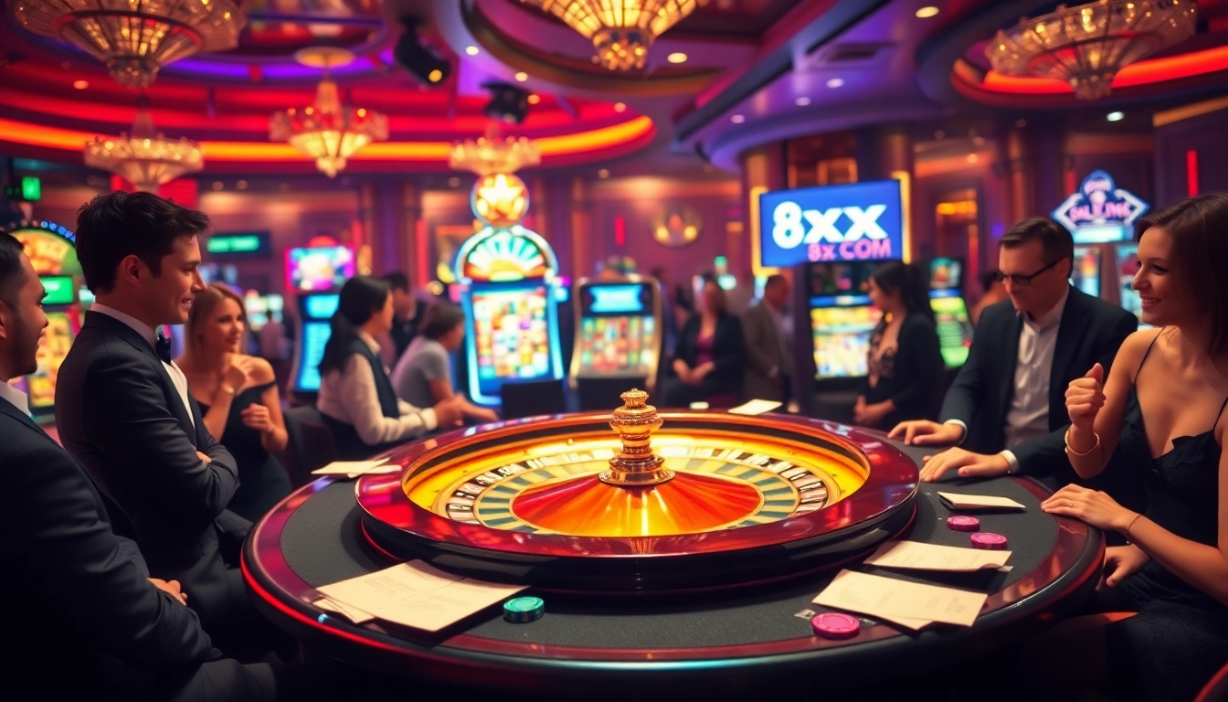 Gambling excitement at the roulette table featuring 8XX COM logo in the background.