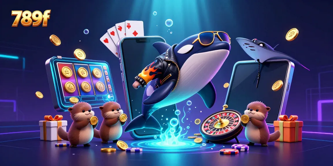 Experience thrilling wins at 789f with a vivid illustration of sea creatures and gaming elements.
