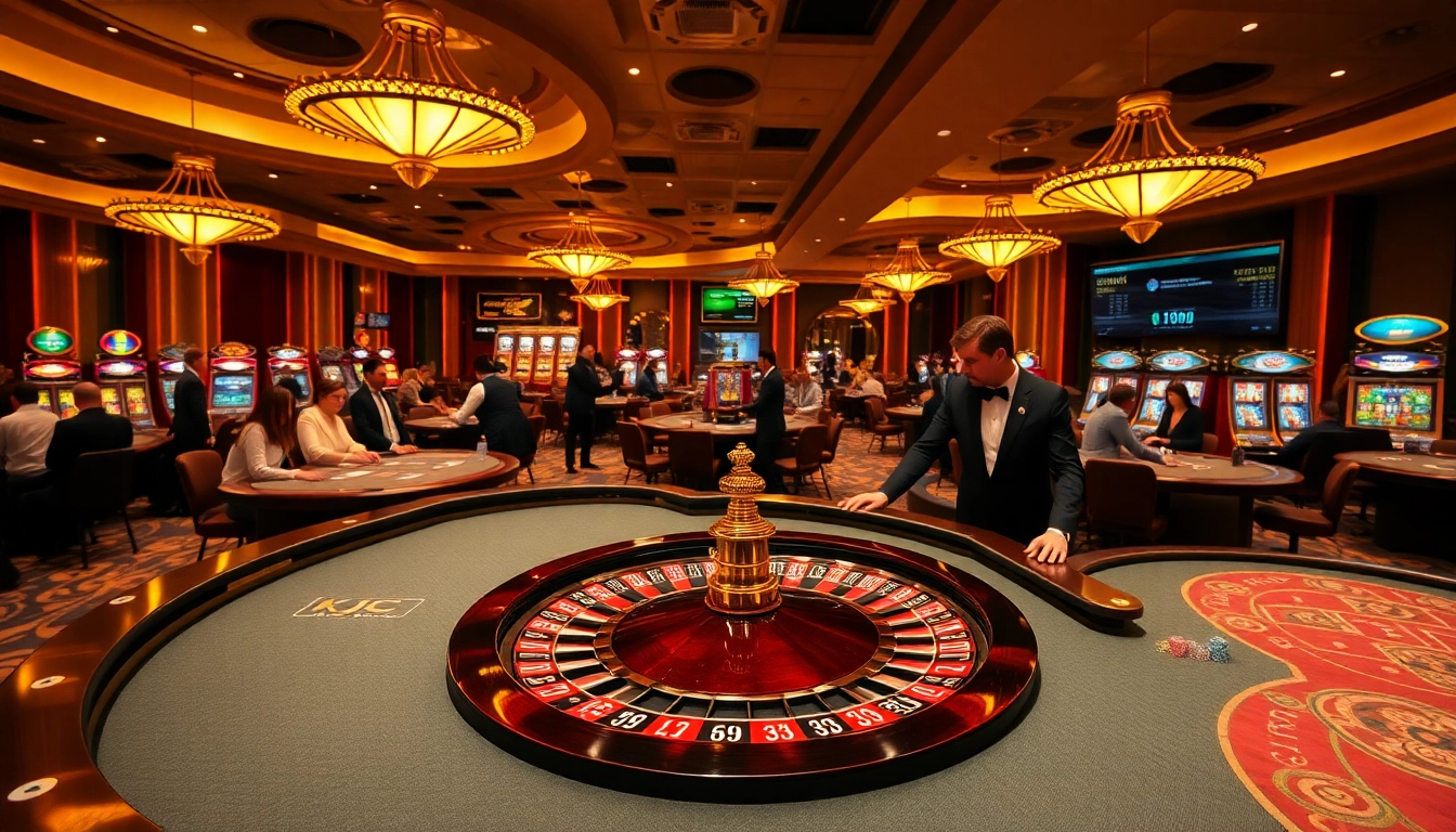 Players enjoying roulette at KJC's vibrant casino, showcasing excitement and luxury in gambling.