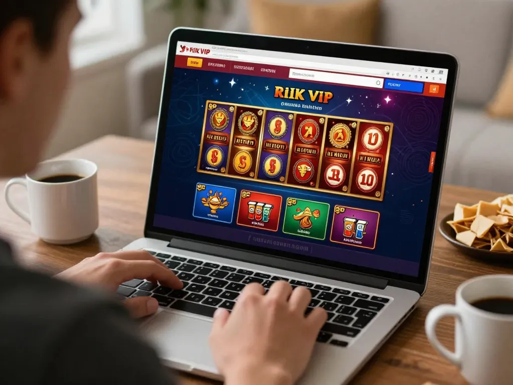 Engaging in rik vip online casino games from home with focus on strategic gameplay.