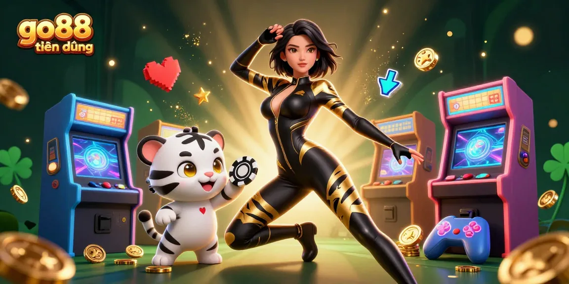 Experience the excitement of online gaming at go88 thiên đường, featuring vibrant visuals of casino symbols and characters.