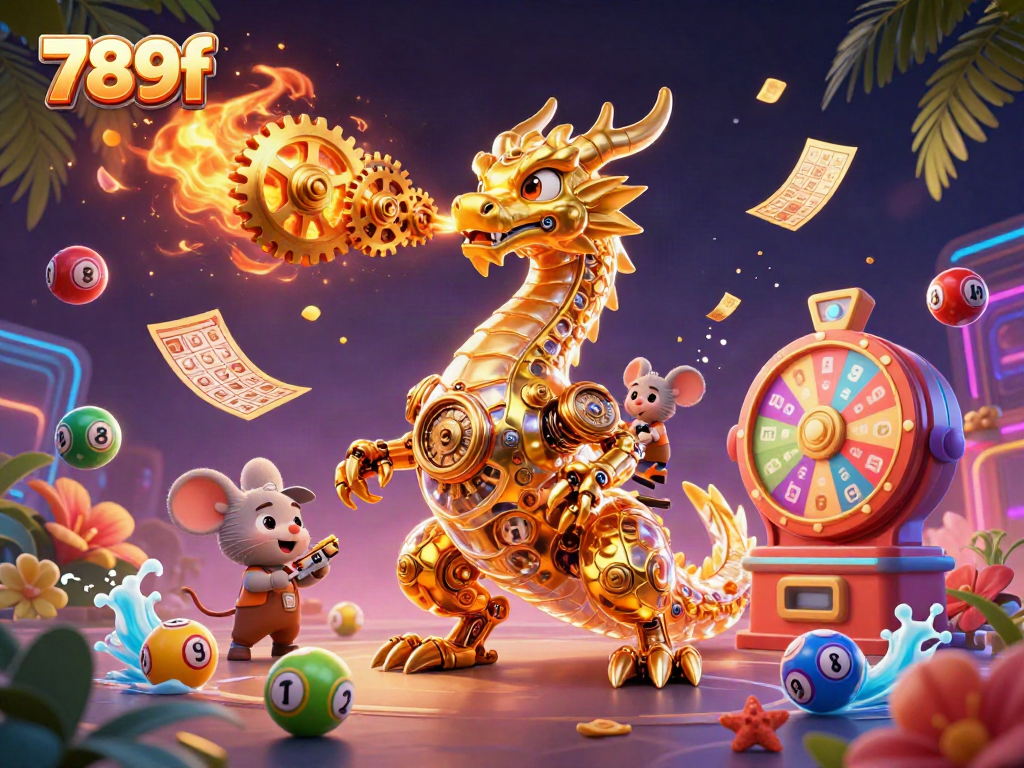 Engaging gameplay at 789f with the golden dragon and vibrant lottery elements creating a thrilling atmosphere.
