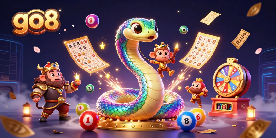 Experience the immersive world of go8 with a colorful dynamic scene filled with magical elements and vibrant lottery games.