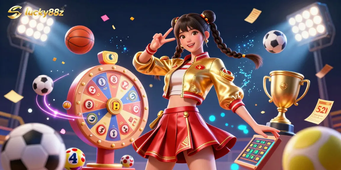 Engage with lucky88z's thrilling casino experience, featuring vibrant lottery balls and a spinning prize wheel.