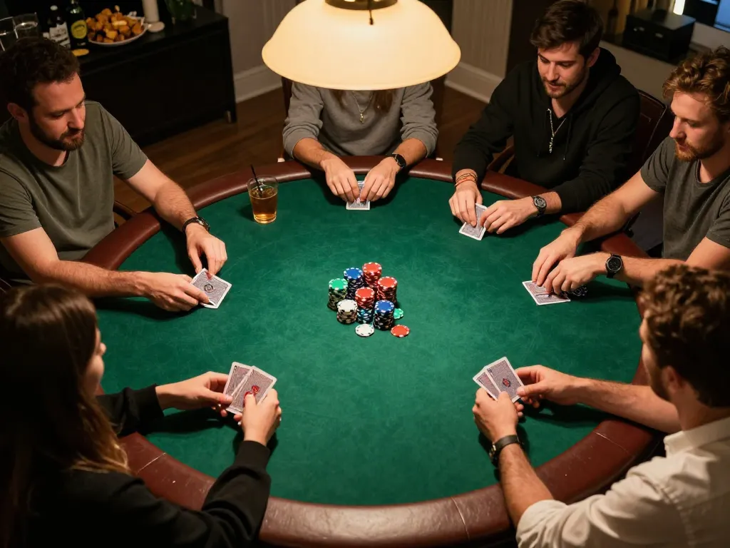 Engaged players enjoying poker at home while using GO8 strategies to enhance gameplay.