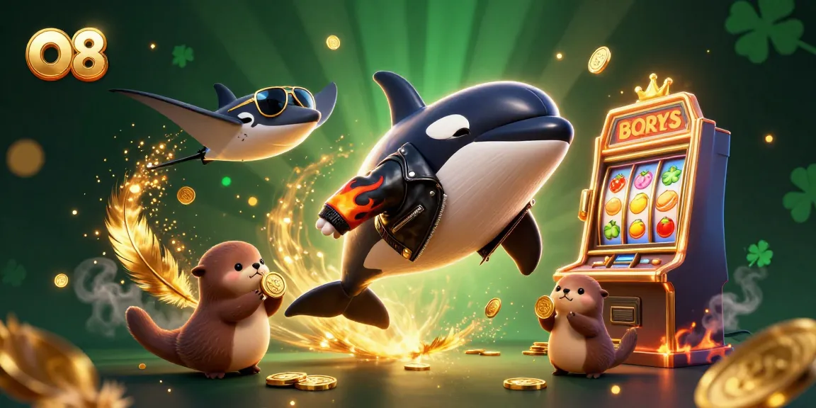 Experience thrilling gaming action at O8 with vibrant characters and slot elements.