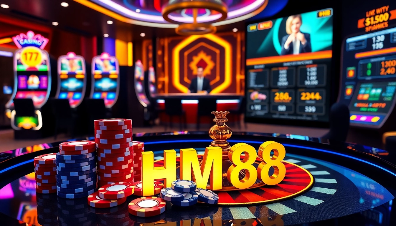 HM88 online casino interface showcasing professional betting with dynamic poker chips and live dealer