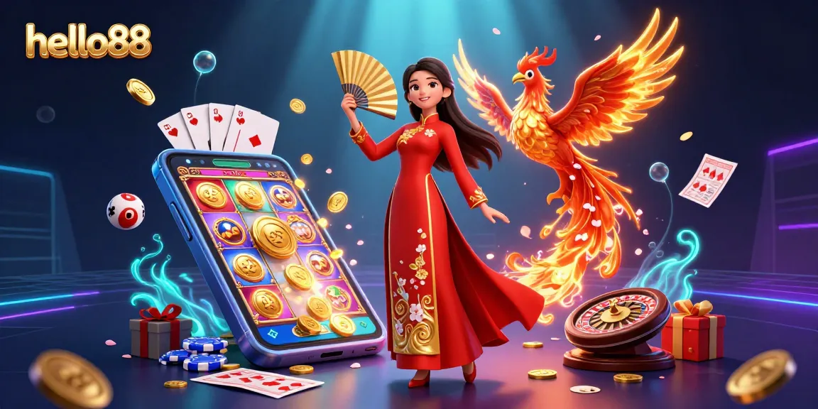 Experience thrilling gameplay at hello88 with a vibrant illustration showcasing a captivating scene filled with games and excitement.