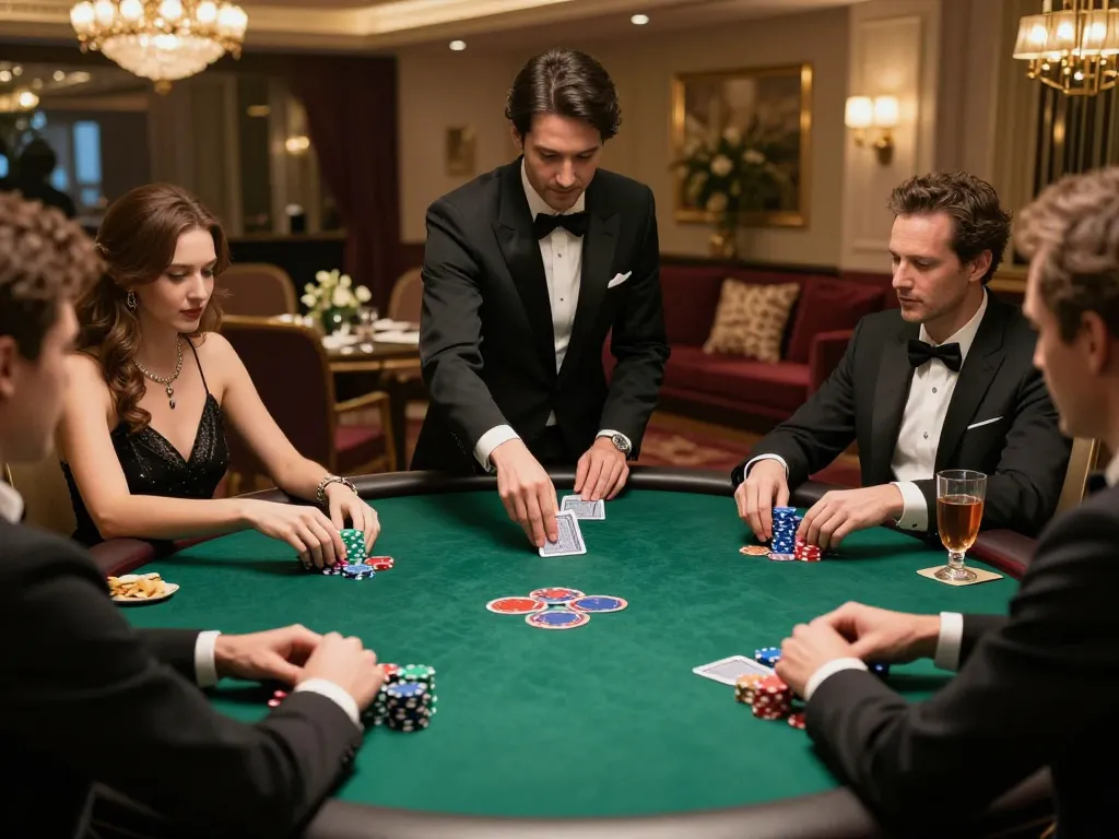 Players engaging in strategic poker gameplay at an NK88 private gaming room.