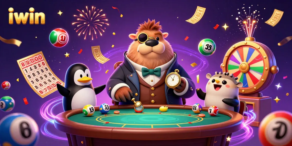 iwin showcases a jolly walrus playing poker underwater, surrounded by colorful gambling elements.