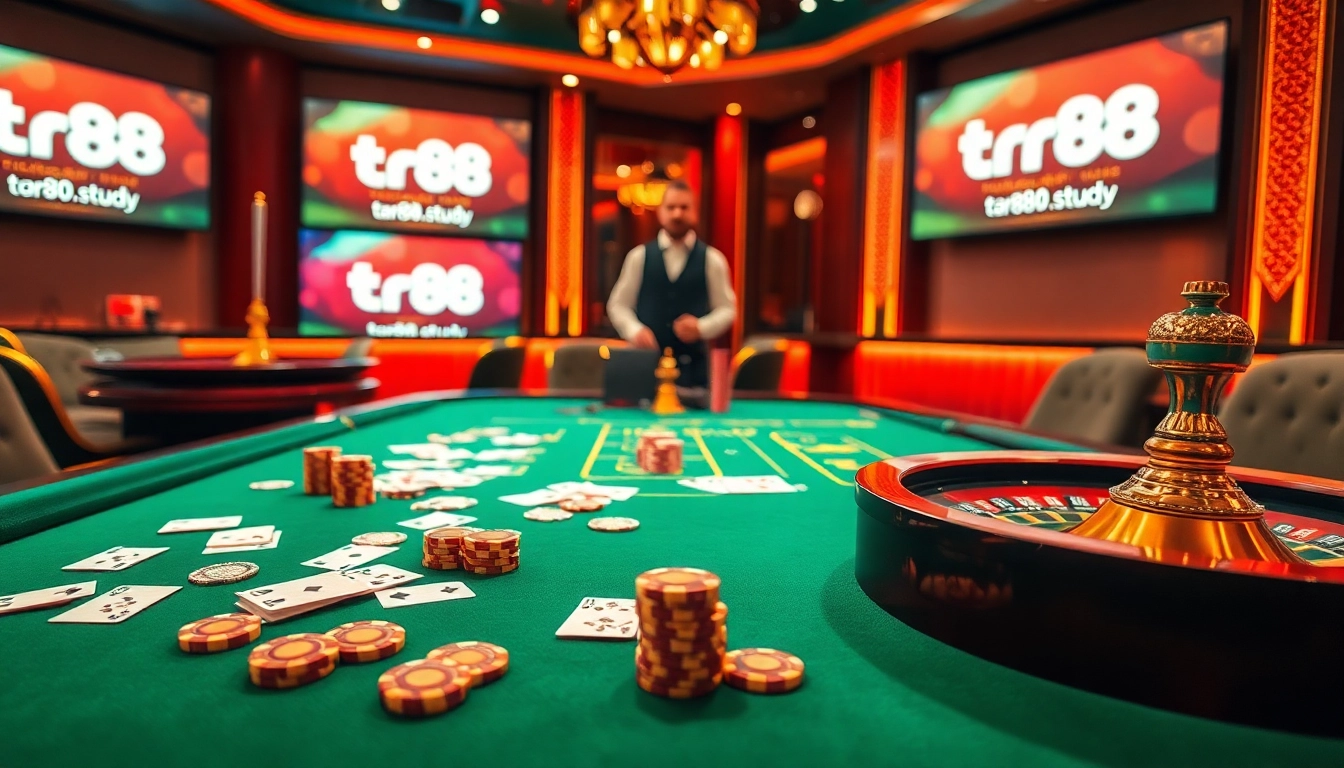 Experience the thrills at tr88.study with an inviting casino scene featuring poker elements.