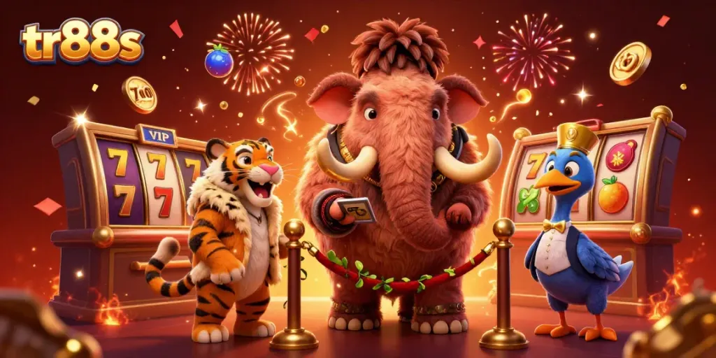 Join the excitement at tr88s casino with dynamic slot action and vibrant characters in a festive atmosphere.
