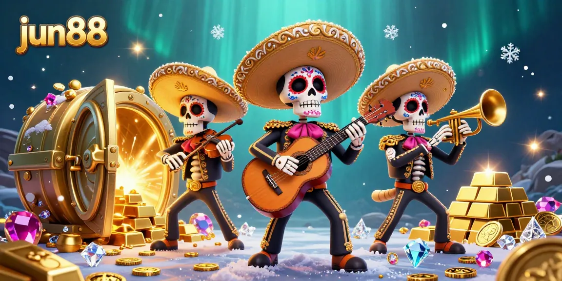 Experience thrilling gaming at jun88 with a colorful mariachi band amidst treasure and jewels!