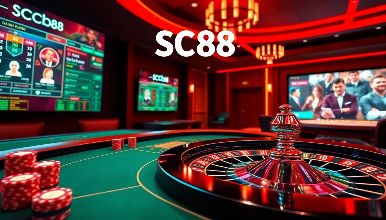 Experience the thrill at nhà cái SC88 with a vibrant online gambling scene featuring casino tables and interactive gaming.