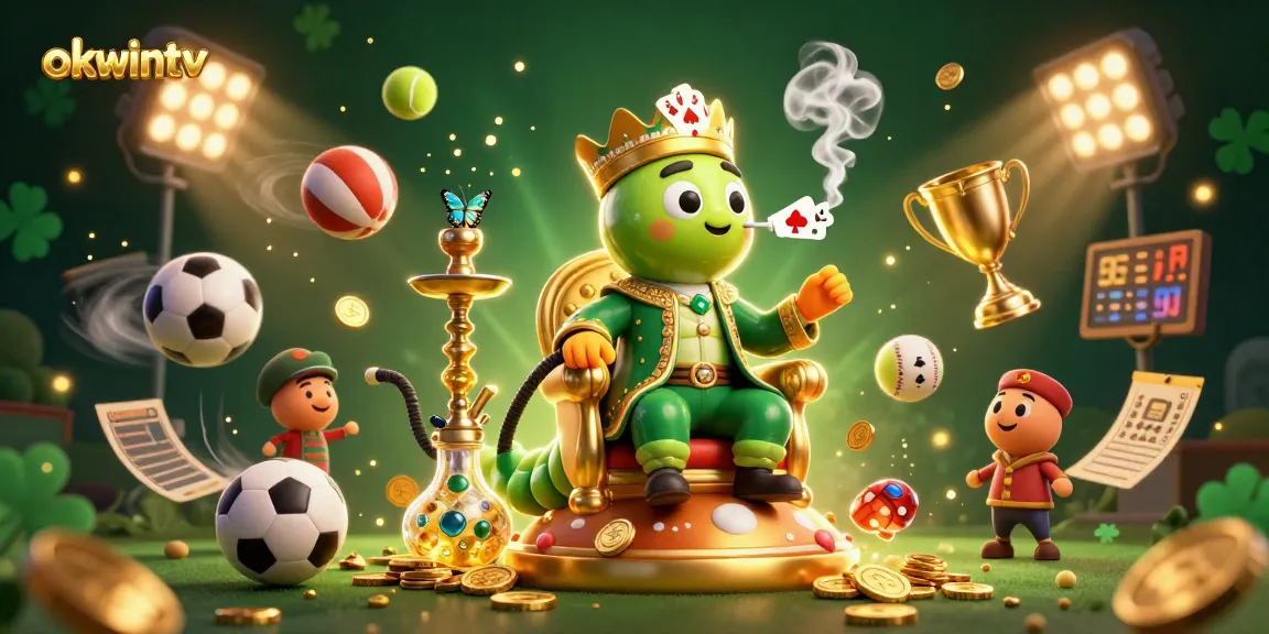 Experience thrilling sports betting at okwintv with dynamic illustrations of sports balls and betting elements.