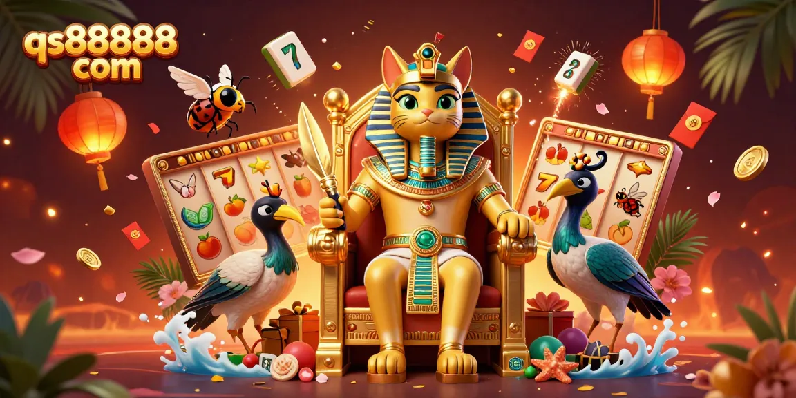 Spin for huge wins at qs888888 com with vibrant casino-themed illustration featuring golden reels and lucky icons.