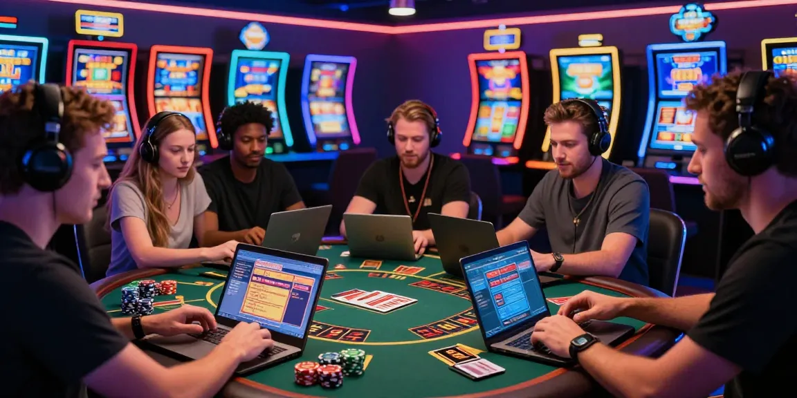 Players enjoying immersive experiences at a credit card casino, engaging with vibrant slot games.