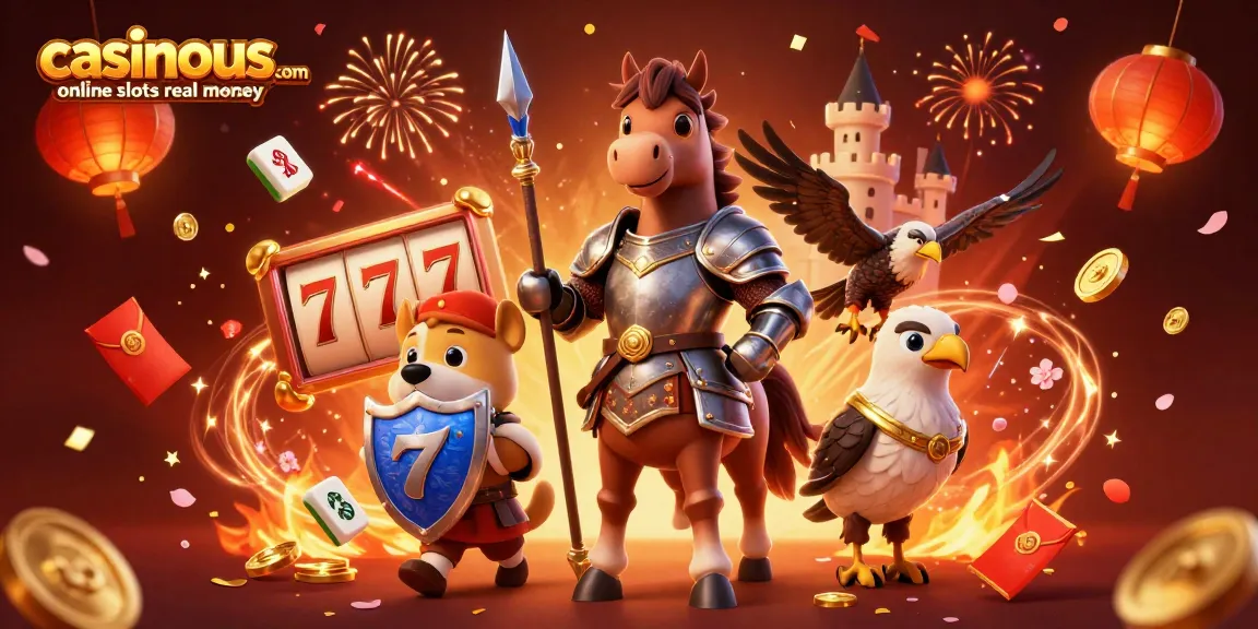 Experience excitement with casinous.com online slots real money in a vibrant 3D casino scene.