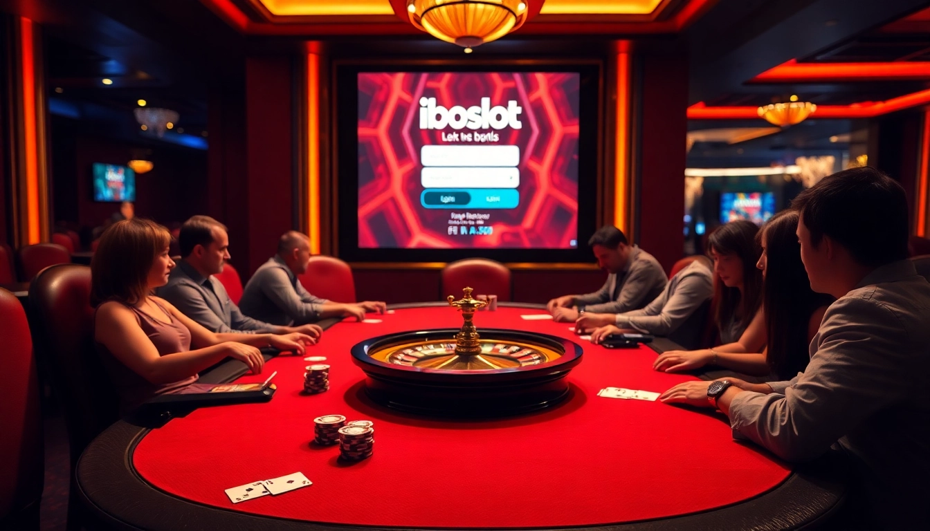 Experience iboslot login at a vibrant casino table with poker chips and cards.