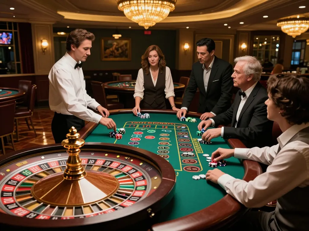 Players engaging in a thrilling S666 roulette game with vibrant chips creating a dynamic atmosphere.