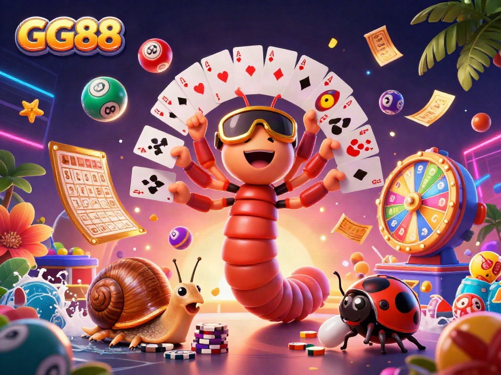 Experience excitement at GG88 with animated 3D characters and vibrant gaming elements celebrating the thrill of gambling.