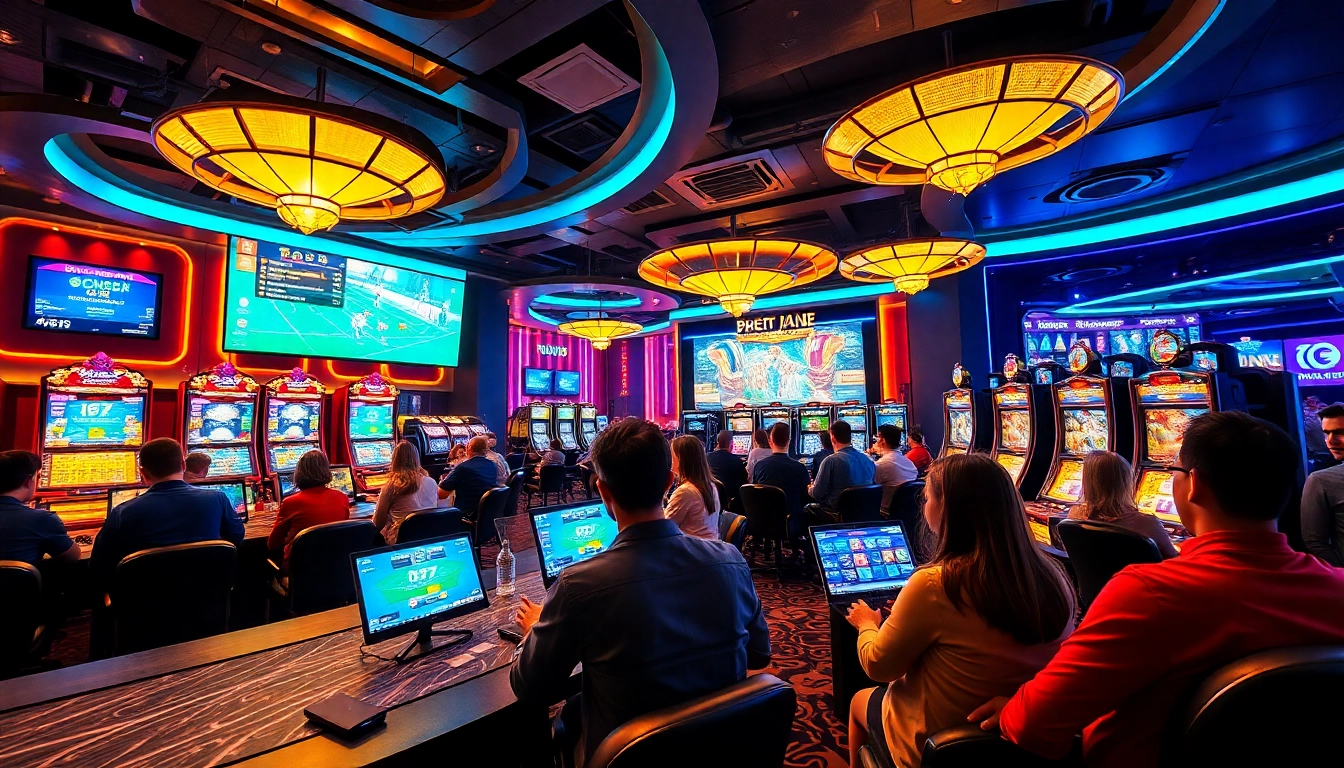 Engaging online gambling scene at Ku1111 featuring diverse players, sports betting, and live casino interactions.