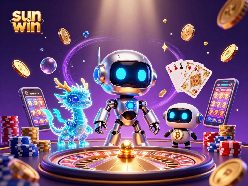 Experience sun win excitement with our vibrant 3D casino illustration featuring dynamic gaming elements.