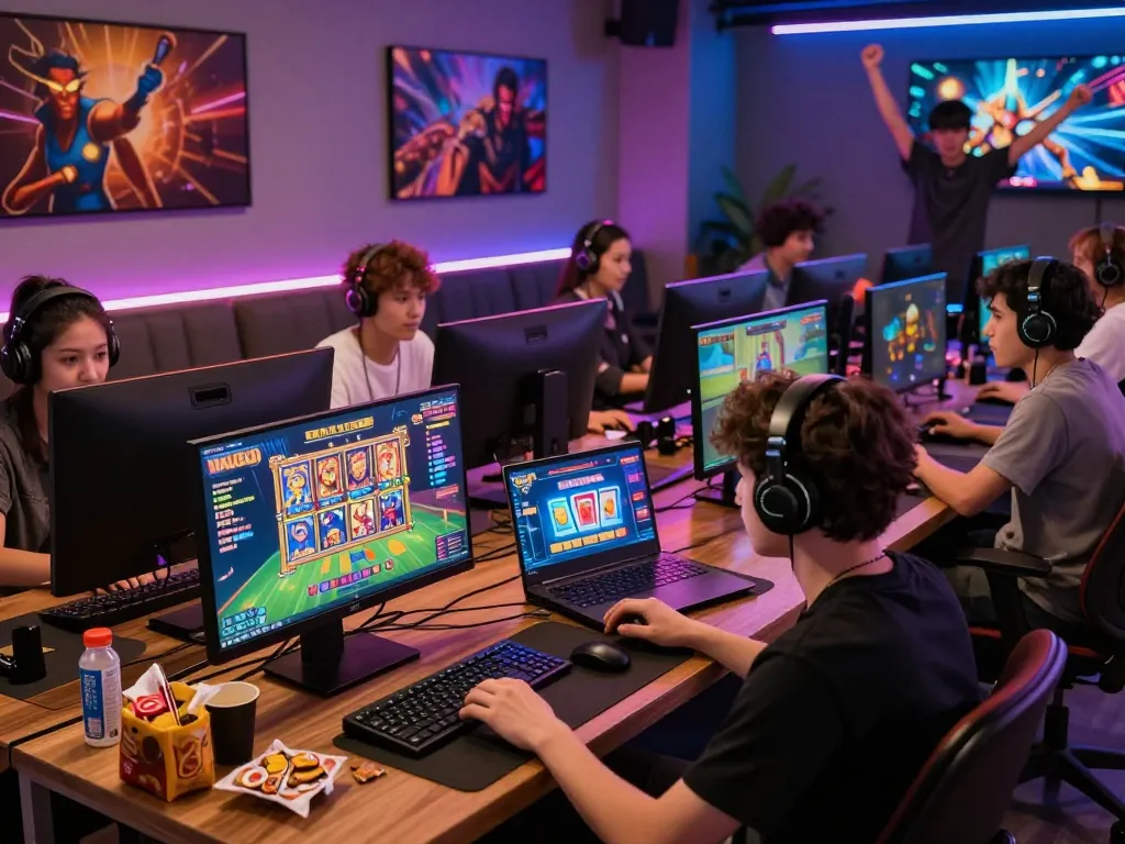 Players enjoying various games on DA88.com in a vibrant online gaming scene, showcasing the excitement of gaming.