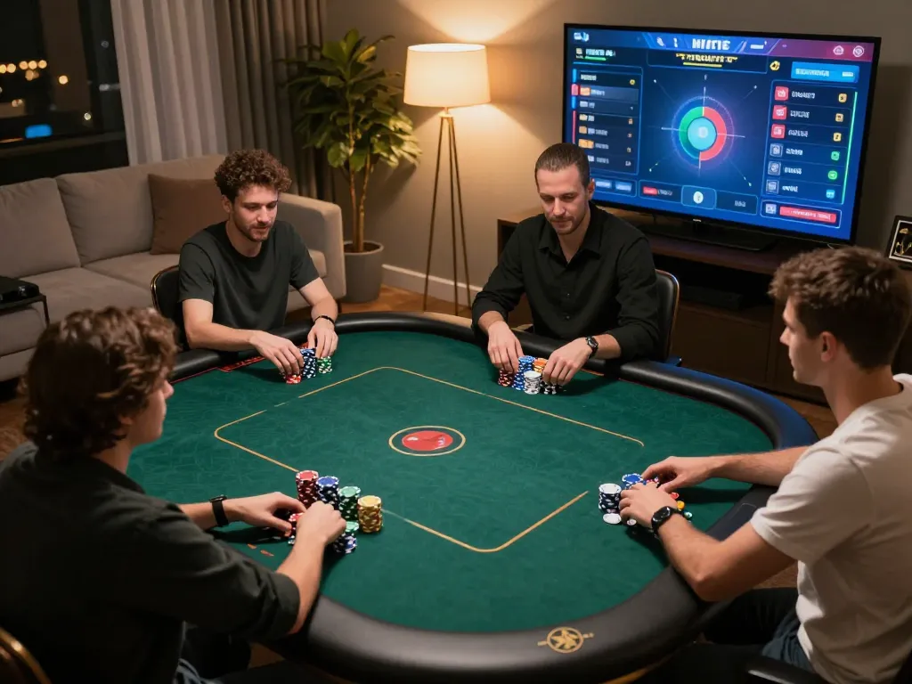 Engaging online poker gameplay at https://sc88.casino/ with colorful chips and players in action