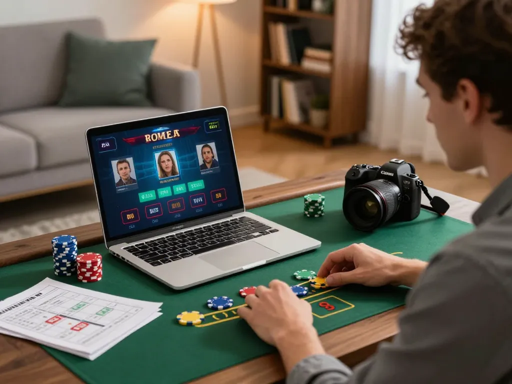 Player focusing on blackjack strategy with u888 online platform, warm home setting