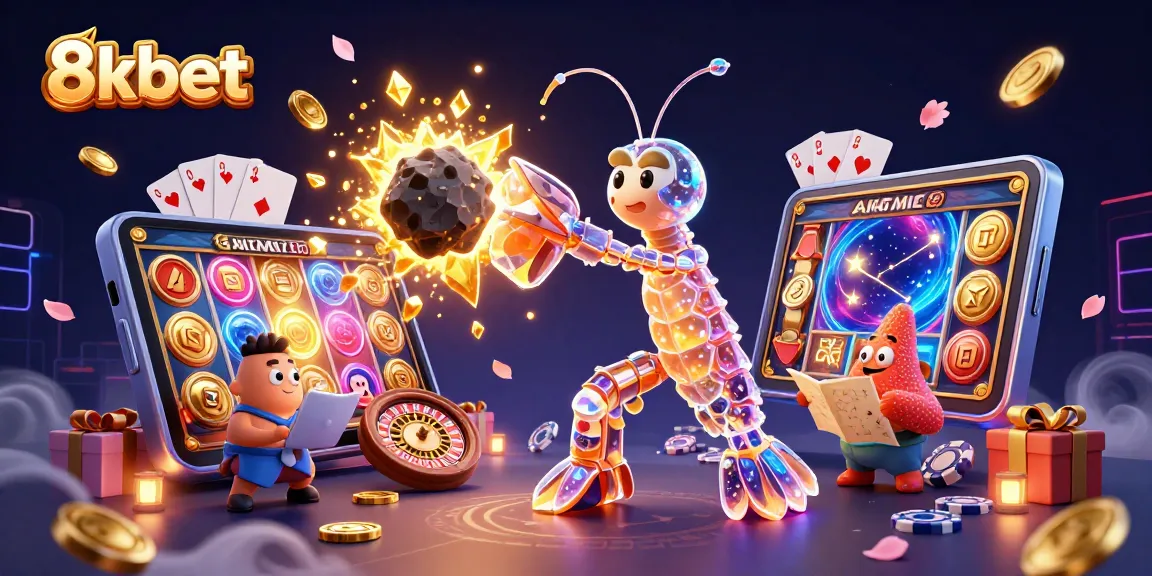 Experience the thrill of 8kbet with vibrant galactic casino elements and dynamic characters.