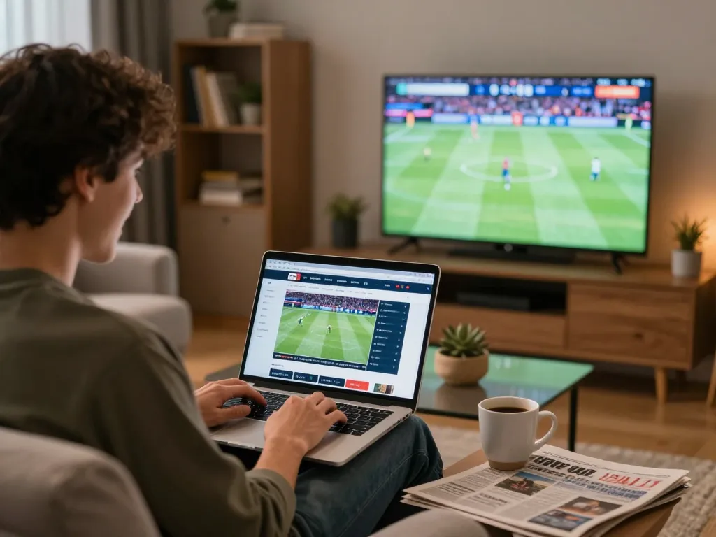 Place bets on Bsport while watching a live sports match in a cozy living room setting