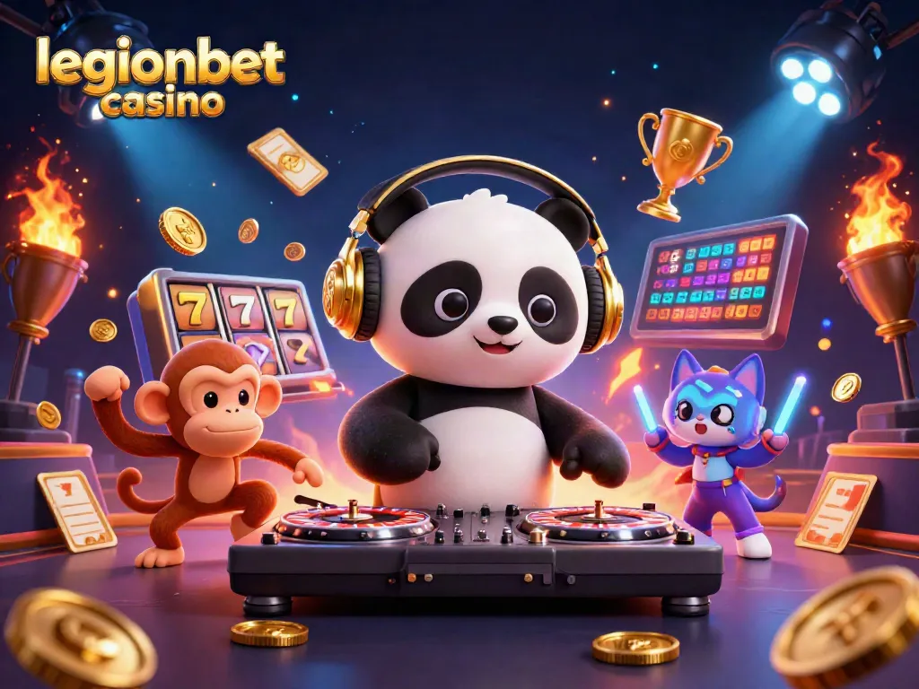 Experience the excitement at legionbet casino with vibrant characters and colorful gambling action.
