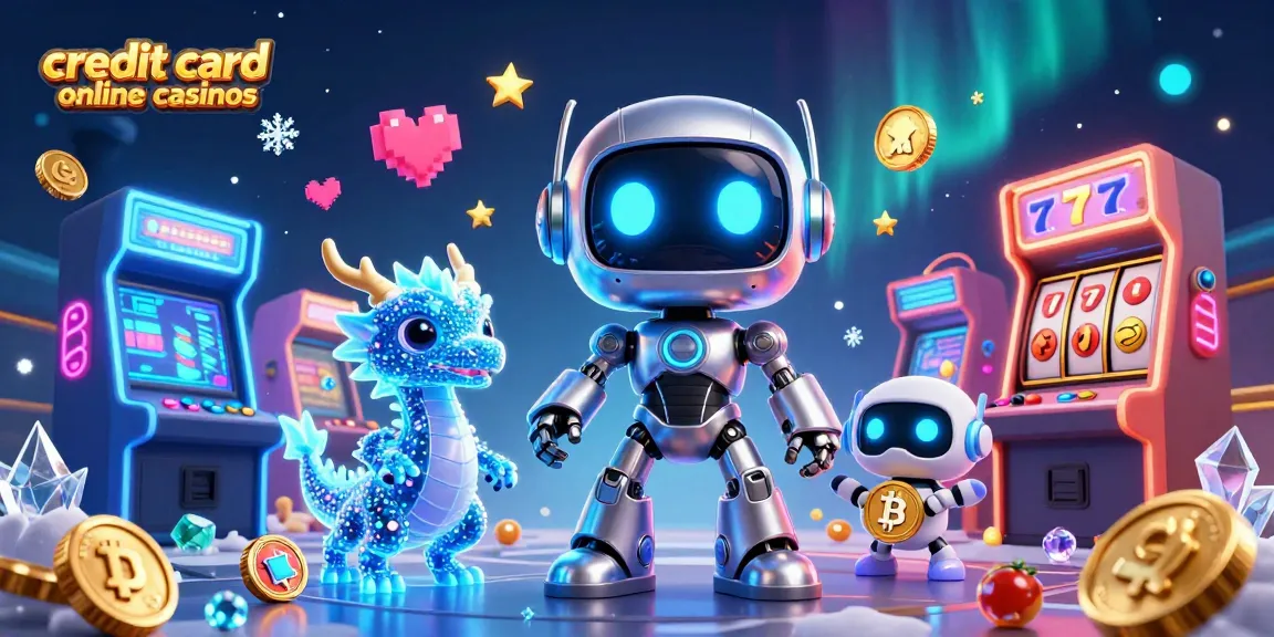 Explore credit card online casinos with vibrant 3D characters in a dynamic gaming scene.