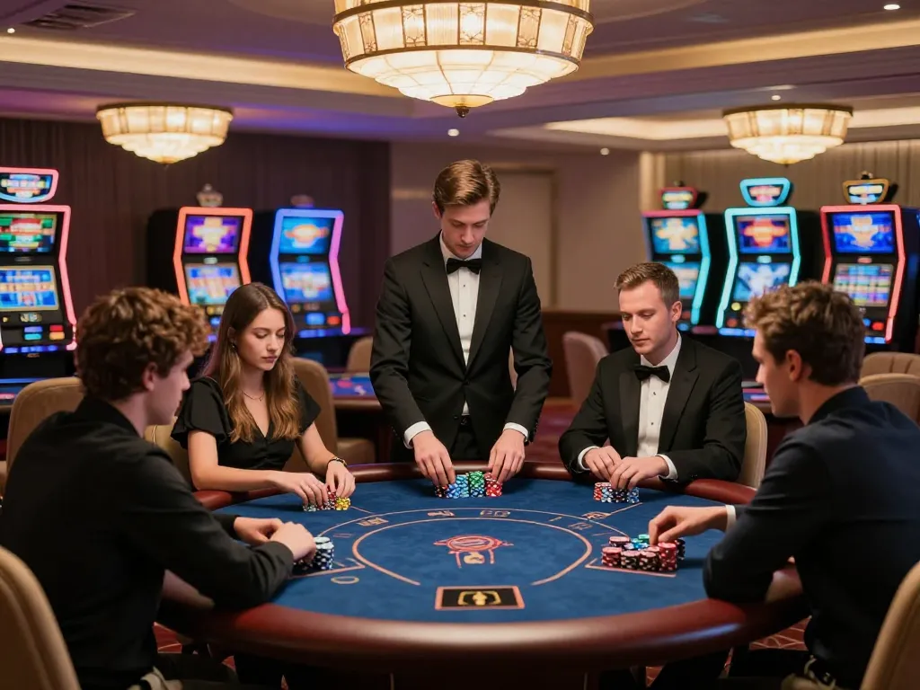 WIN33 poker table in exclusive VIP gaming area showcasing strategic high-stakes play and luxury ambiance.