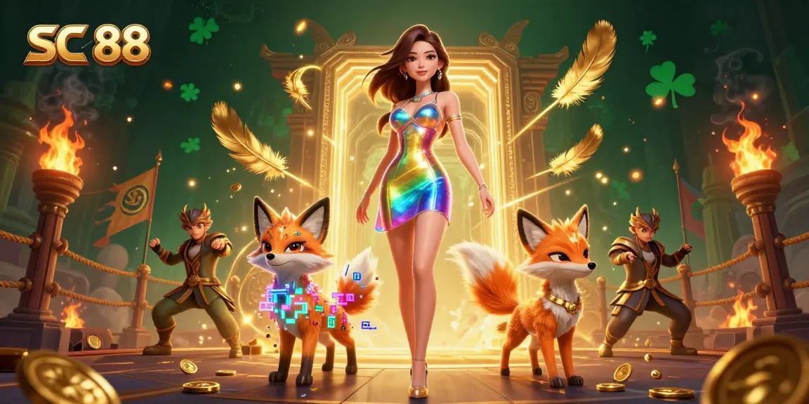 Engage with SC 88 in an exhilarating casino scene filled with vibrant gambling elements.