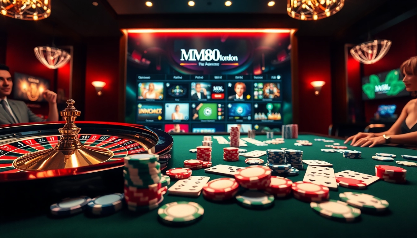 Experience the excitement of MM88.london with vibrant roulette wheels and colorful poker chips.