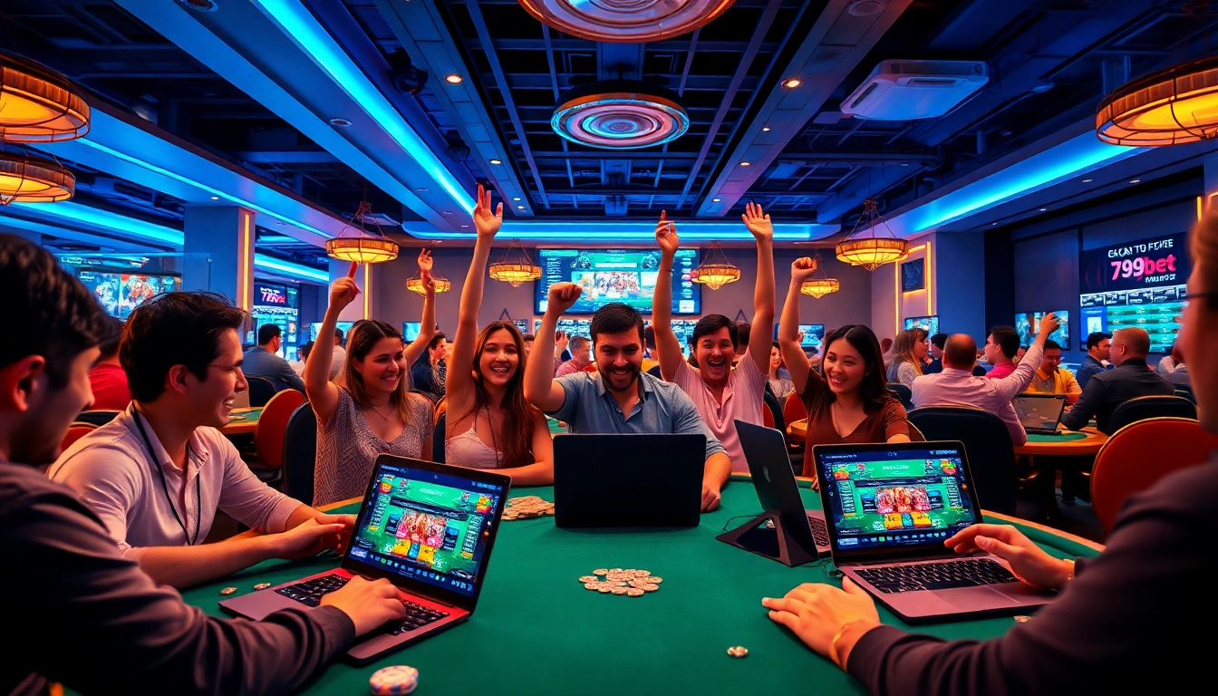 Exciting online betting atmosphere at 789bet with diverse players celebrating wins.