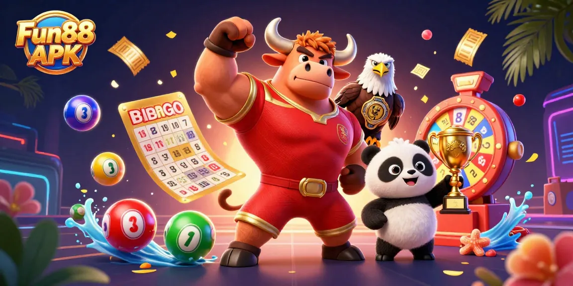 Play thrilling games with Fun88 APK in a vibrant, action-packed casino scene.