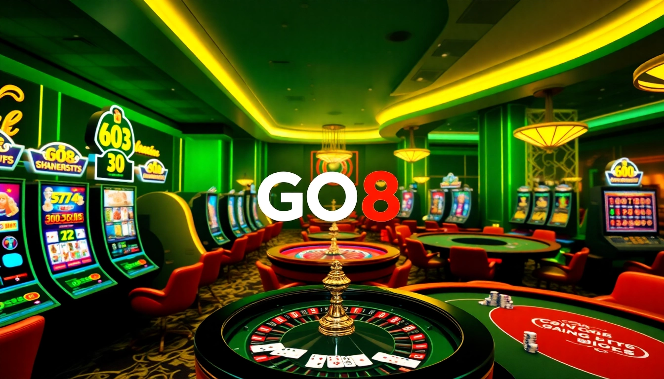 Experience the thrill of GO8 with vibrant casino games and poker tables.