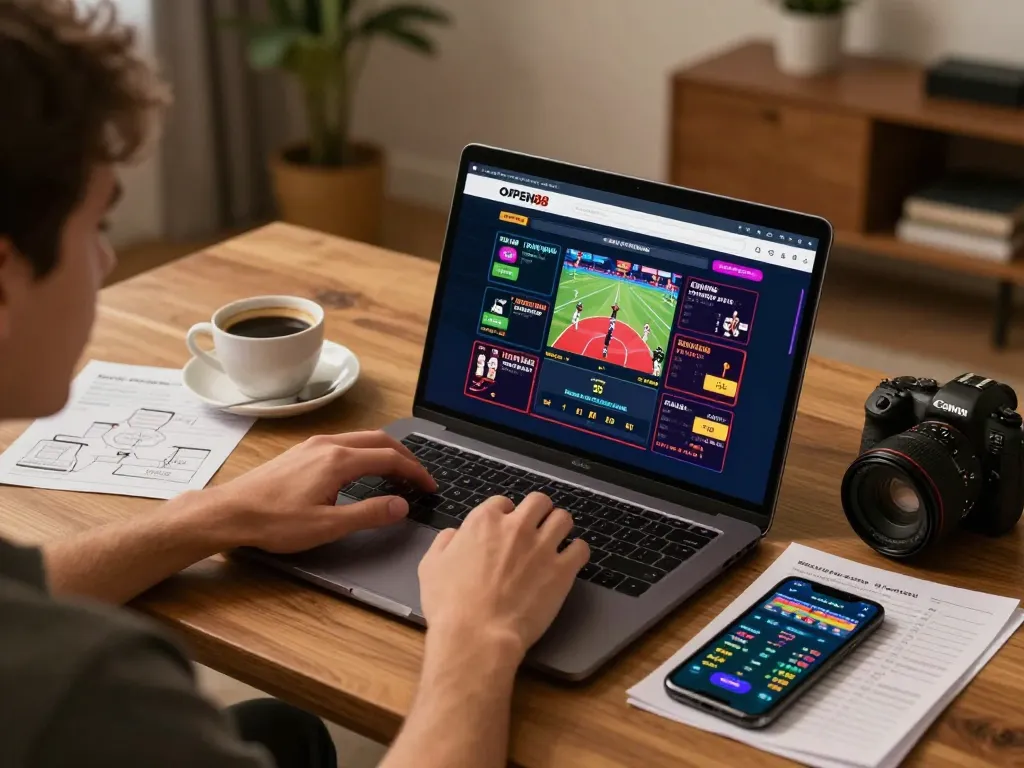 Placing bets on OPEN88's online casino platform during an exciting gaming session.