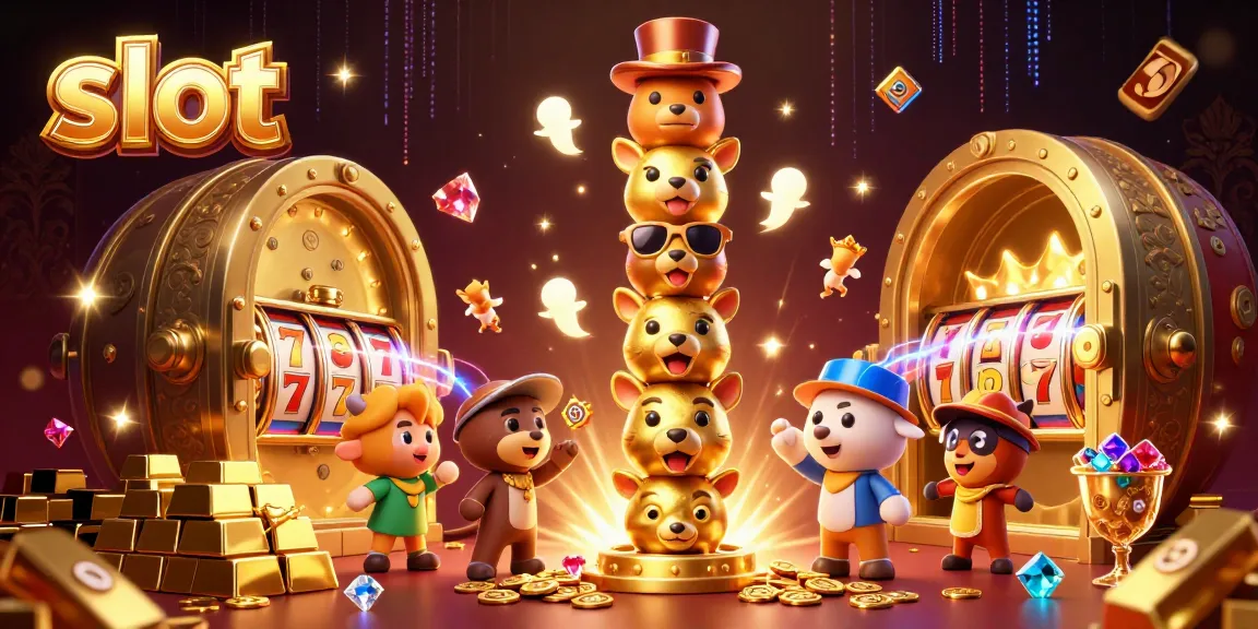 Spin the reels with vibrant slot symbols as golden treasures burst from a vault, enriching the casino scene.