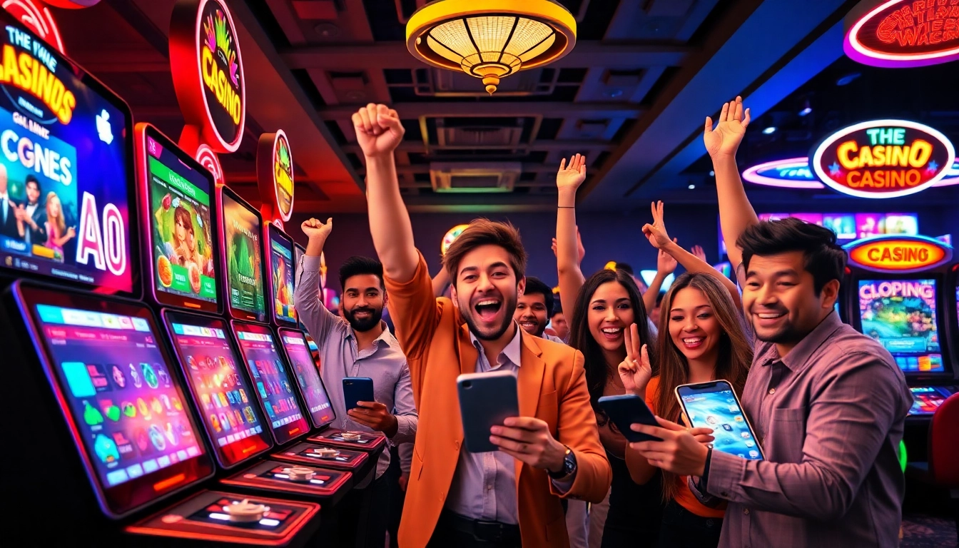 Exciting online casino gaming scene at https://impactxoft.com with players celebrating wins.