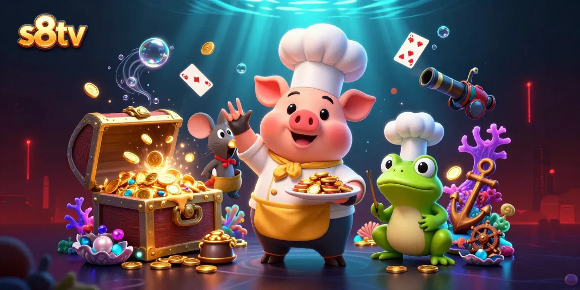 Engage with s8tv's vibrant casino atmosphere, featuring dynamic gambling elements and characters.