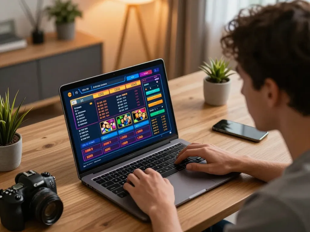 Player engaging in online betting at home highlighting 88clbgo, reviewing odds and maximizing strategic bets.