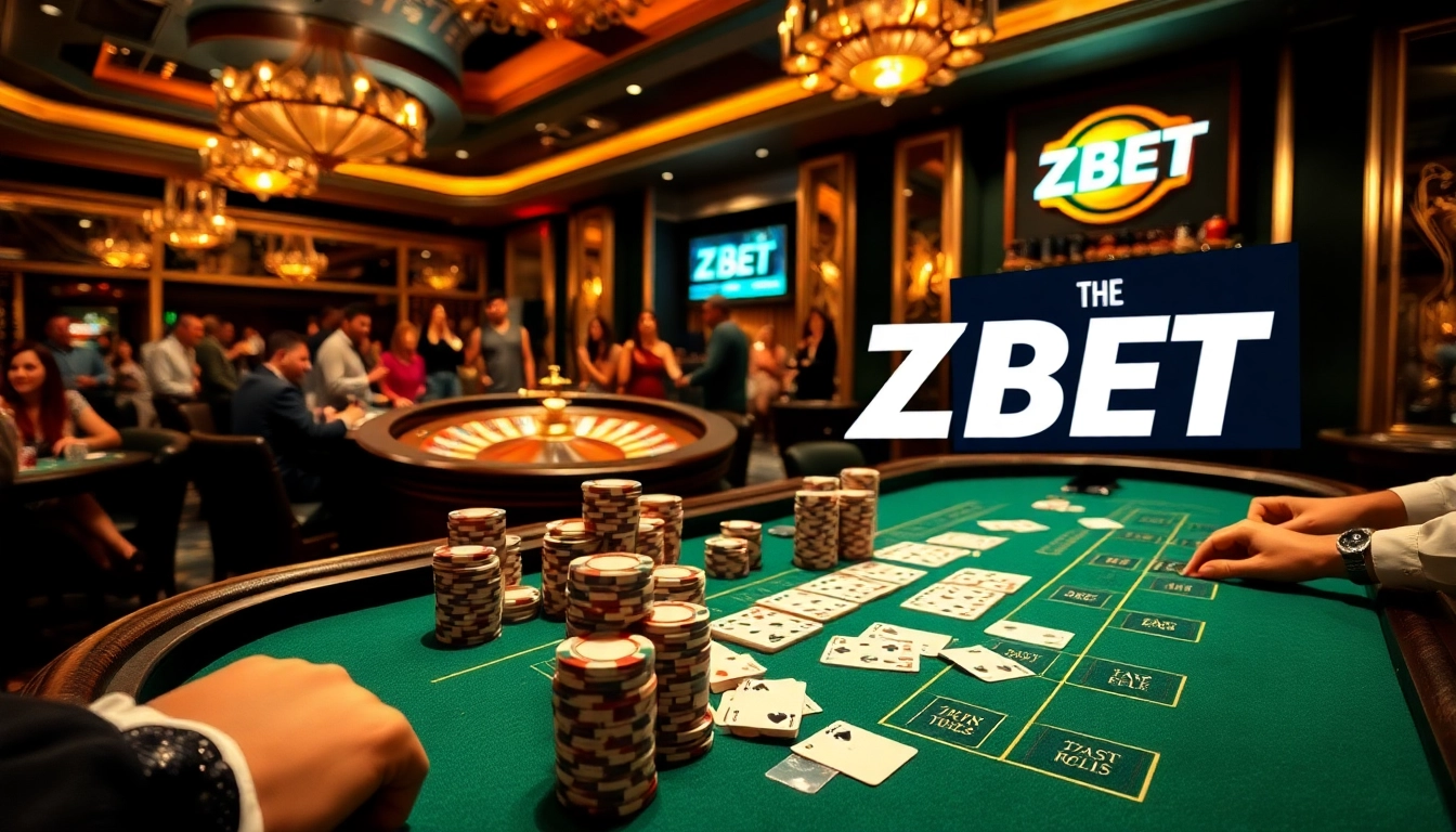 ZBET table setting with enthusiastic players during a blackjack game.