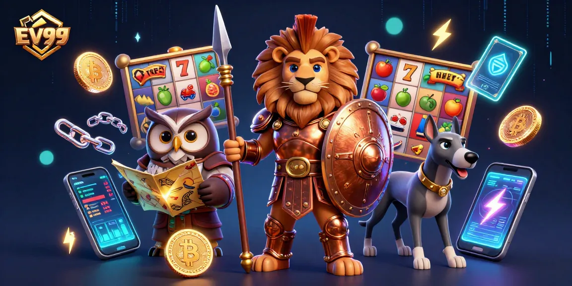 Engage with the thrilling EV99 online slots adventure featuring dynamic characters and vibrant casino elements.